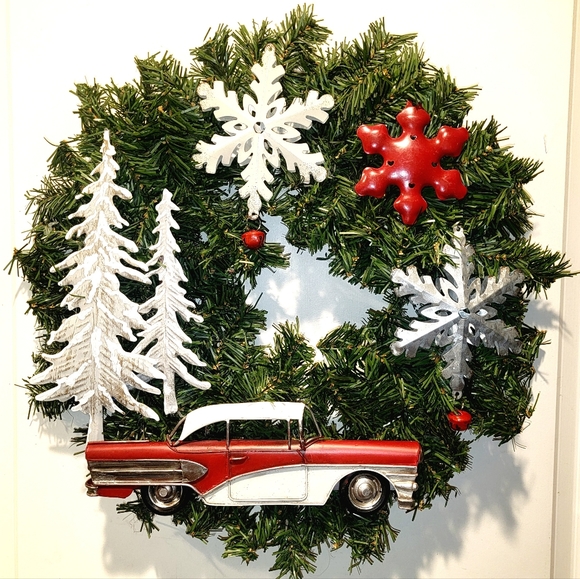 Winter Chevy Wreath Tin Trees Snowflake - Picture 5 of 5